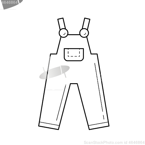 Image of Denim overall vector line icon.