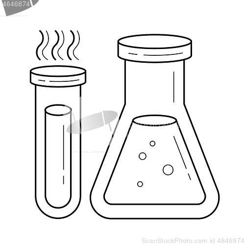 Image of Laboratory equipment vector line icon.