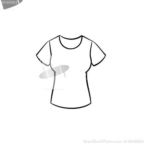 Image of Woman tight t-shirt hand drawn sketch icon.