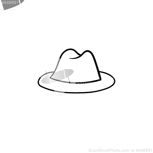 Image of Fedora hat hand drawn sketch icon.