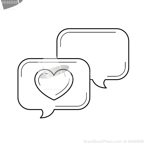 Image of Love chat vector line icon.