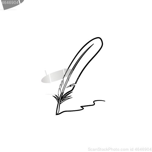 Image of Writing feather hand drawn sketch icon.