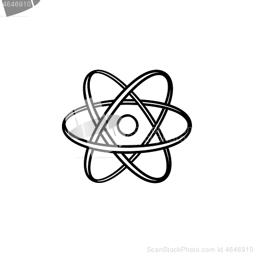 Image of Electronic atom hand drawn sketch icon.