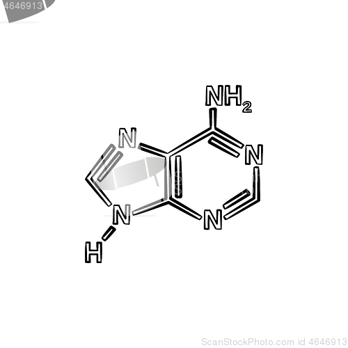 Image of Molecule hand drawn sketch icon.