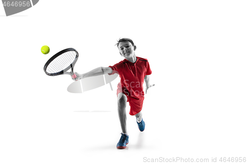 Image of Young tennis player isolated on white