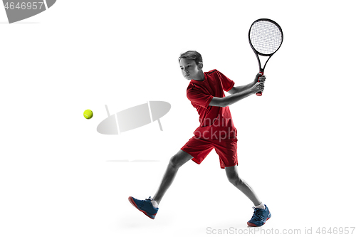 Image of Young tennis player isolated on white