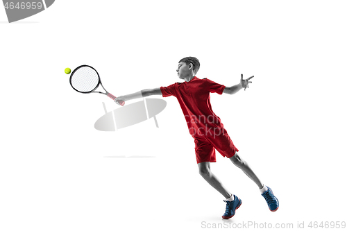 Image of Young tennis player isolated on white