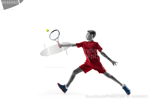 Image of Young tennis player isolated on white