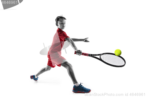 Image of Young tennis player isolated on white