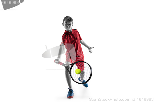 Image of Young tennis player isolated on white