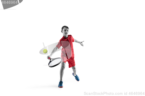 Image of Young tennis player isolated on white