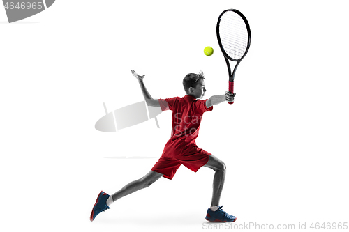 Image of Young tennis player isolated on white