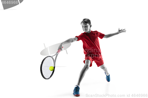 Image of Young tennis player isolated on white