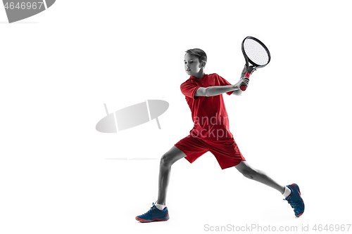 Image of Young tennis player isolated on white