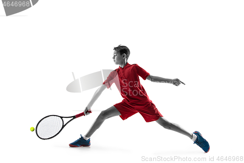 Image of Young tennis player isolated on white