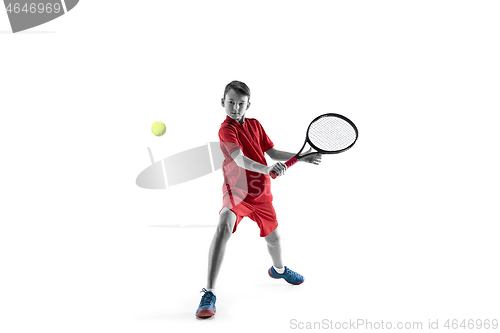 Image of Young tennis player isolated on white