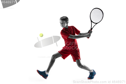 Image of Young tennis player isolated on white