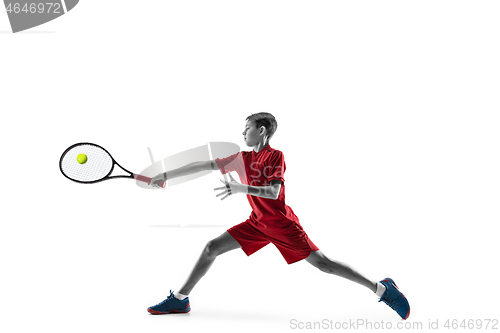 Image of Young tennis player isolated on white