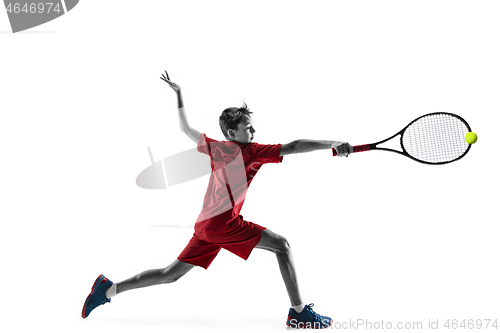 Image of Young tennis player isolated on white