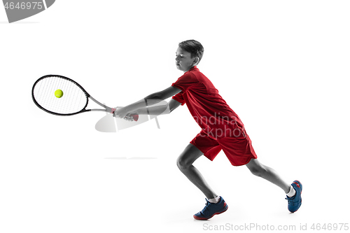 Image of Young tennis player isolated on white