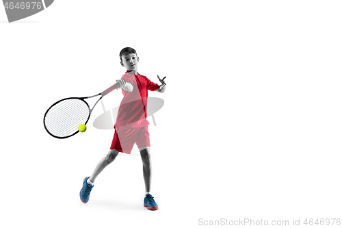 Image of Young tennis player isolated on white