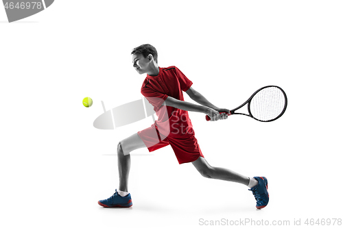 Image of Young tennis player isolated on white