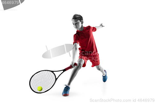 Image of Young tennis player isolated on white