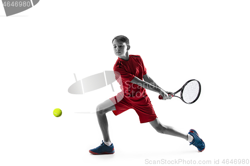 Image of Young tennis player isolated on white