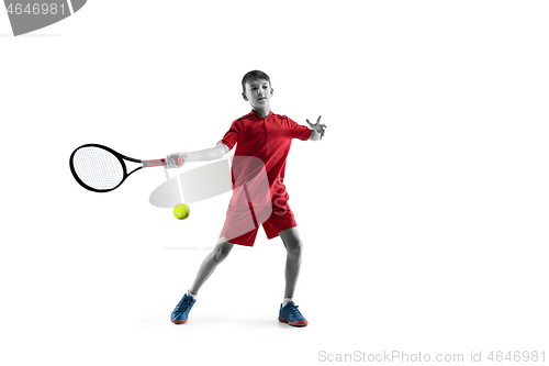 Image of Young tennis player isolated on white