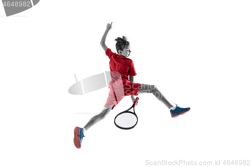 Image of Young tennis player isolated on white