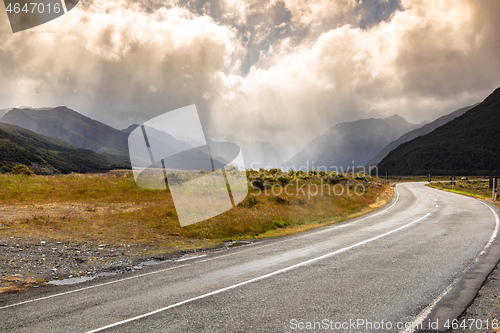 Image of dramatic landscape scenery Arthur\'s pass in south New Zealand