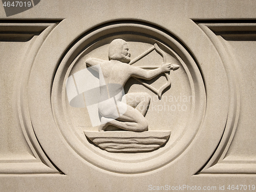 Image of Zodiac Sagittarius sign in stone