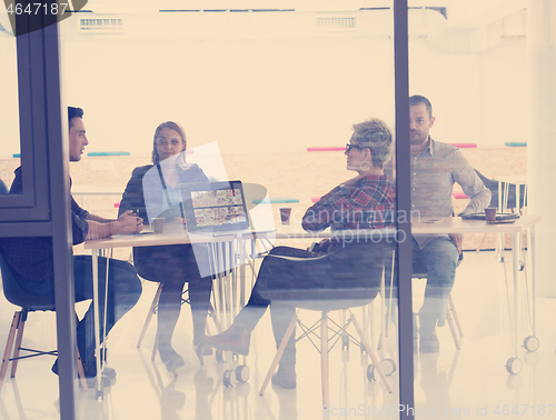 Image of startup business team on meeting at modern office