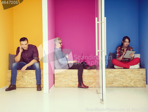 Image of group of business people in creative working  space