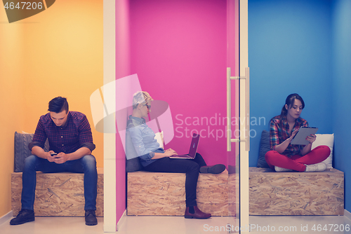 Image of group of business people in creative working  space