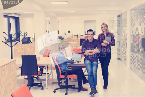 Image of business people group portrait at modern office