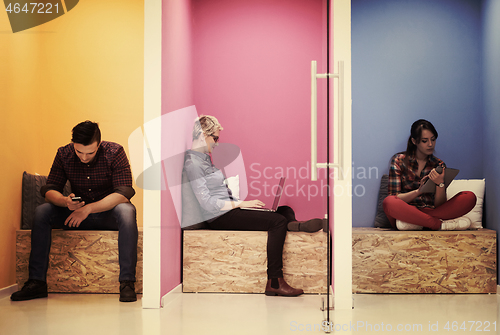 Image of group of business people in creative working  space