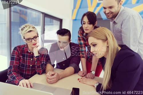 Image of startup business team on meeting at modern office