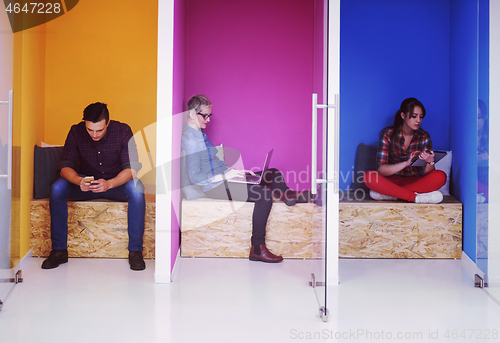 Image of group of business people in creative working  space