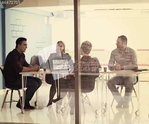 Image of startup business team on meeting at modern office