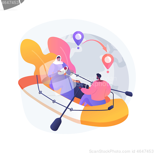 Image of Family migration abstract concept vector illustration.