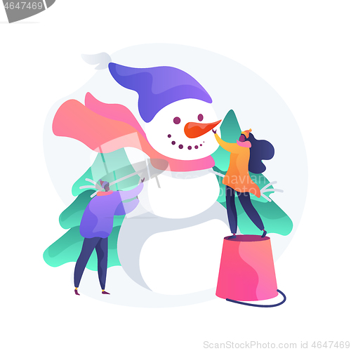 Image of Building a snowman abstract concept vector illustration.