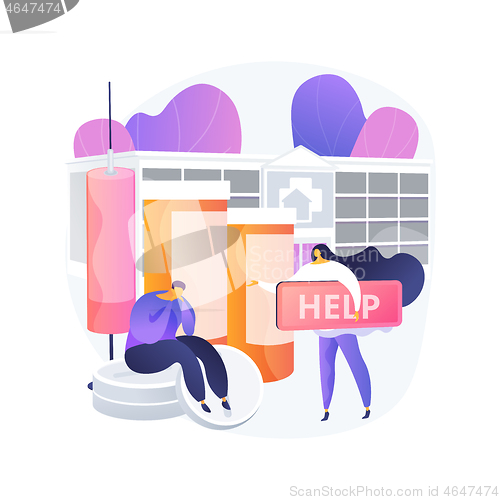 Image of Drug rehab center abstract concept vector illustration.