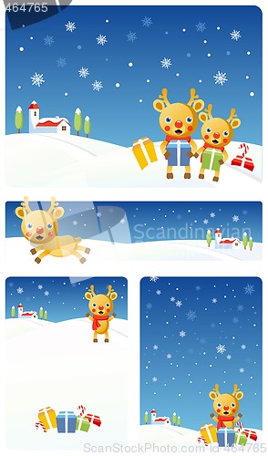 Image of Christmas backgrounds set: Reindeer