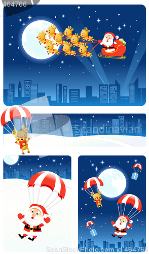 Image of Christmas backgrounds: Santa & Rudolph