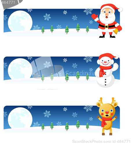 Image of  	Christmas banners: Santa, Snowman, Rudolph