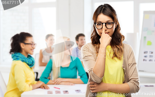 Image of asian woman in glasses or student