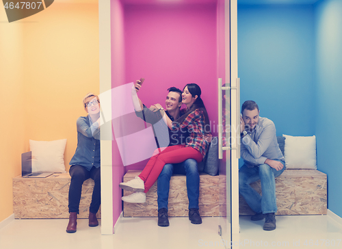 Image of group of business people in creative working  space