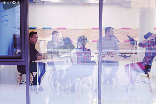 Image of startup business team on meeting at modern office