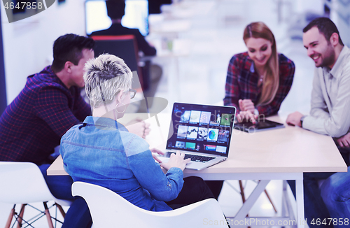 Image of startup business team on meeting at modern office